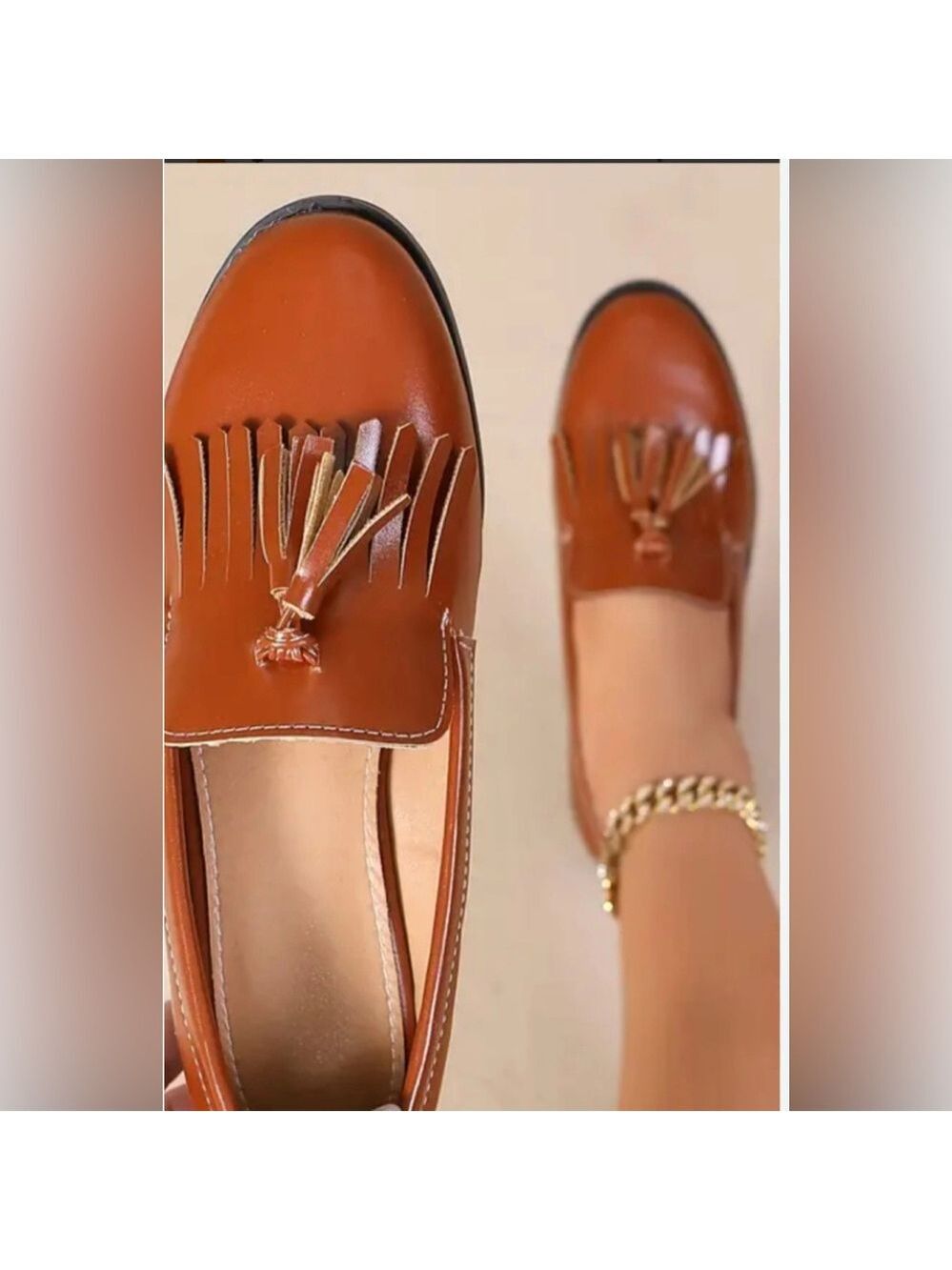 NWT boutique retro Brown Tassel Loafers size 38/ women’s 7